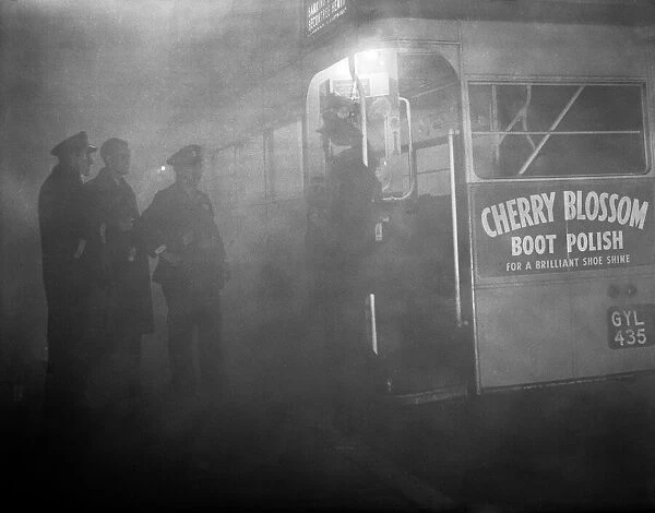 London Bus in the fog, 20th November 1949