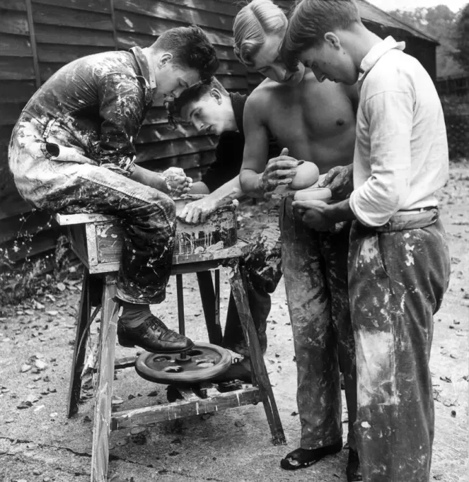 Framed Print : London Federation of Boys clubs. Cockney boys at work with French Framed Print : London Federation of Boys clubs. Cockney boys at work with French