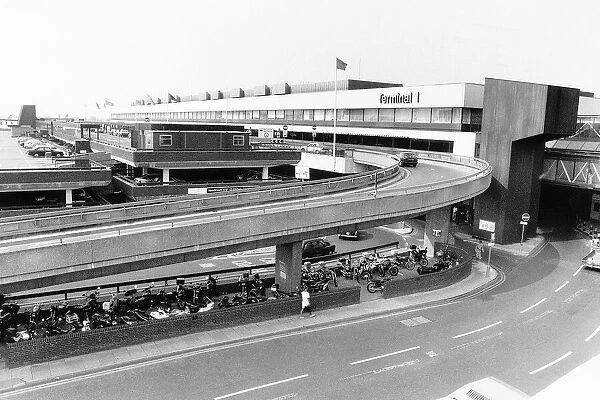 London Heathrow airport view of Terminal 1 and roads around the airport Circa 1984