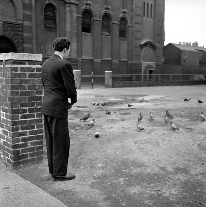Framed Print : London pigeon catcher. January 1954 A157-008 Framed Print : London pigeon catcher. January 1954 A157-008
