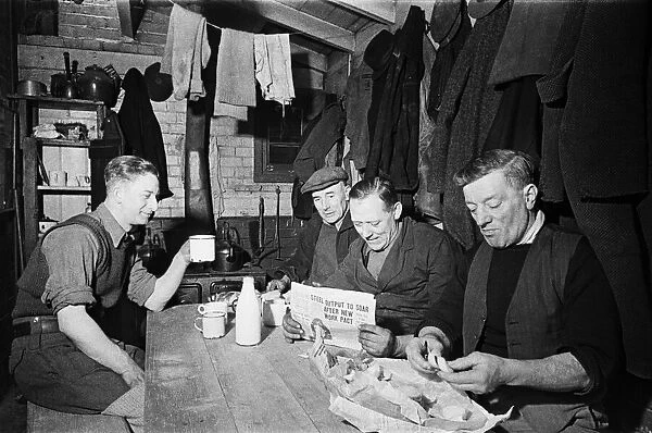 London sewermen seen here in their rest room near Blackfriars. April 1st 1947