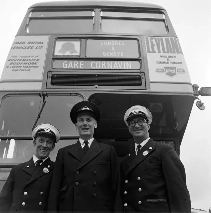 Framed Print : London Transport Double Decker bus and Staff - September 1962 Framed Print : London Transport Double Decker bus and Staff - September 1962