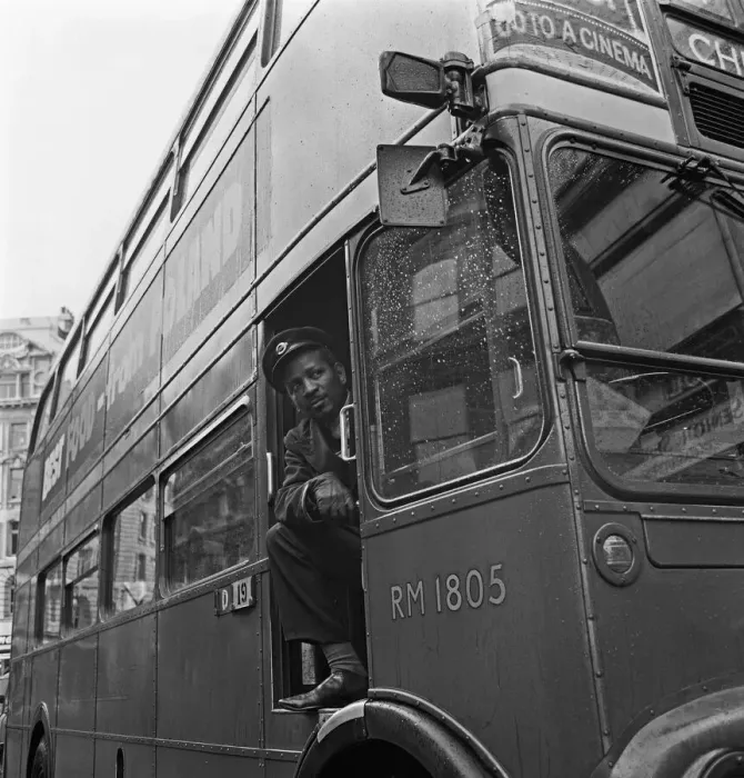 Framed Print : London Transport driver seen here with his Routemaster bus 29th October 1966