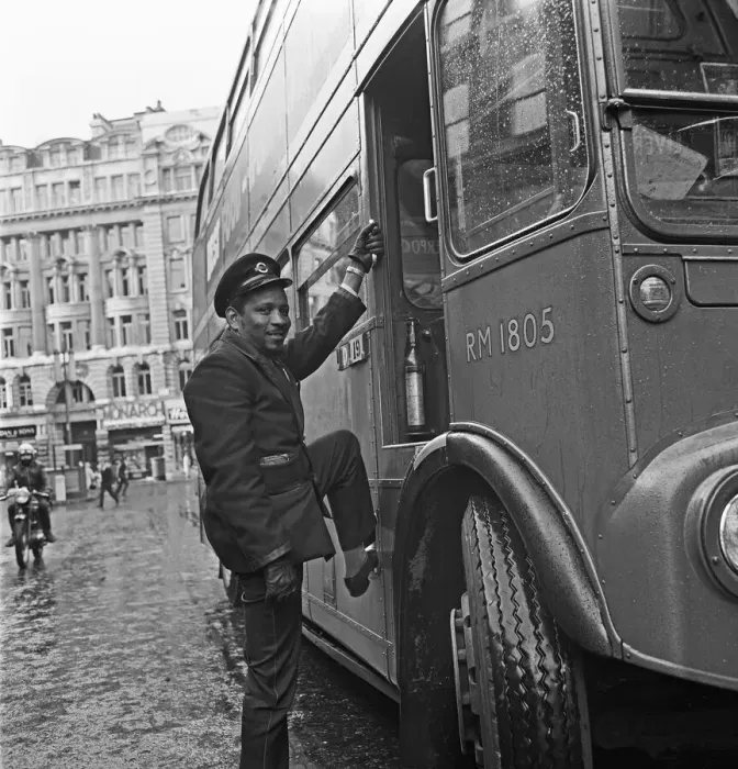 Framed Print : London Transport driver seen here with his Routemaster bus 29th October 1966