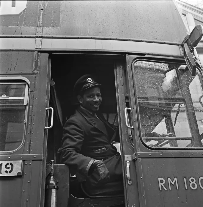 Framed Print : London Transport driver seen here with his Routemaster bus 29th October 1966