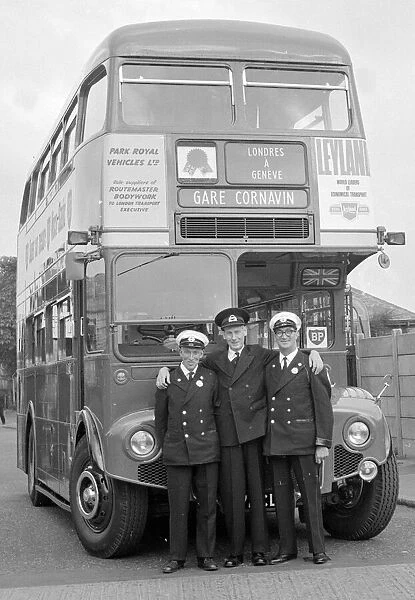 A London Transport Routemaster bus seen here at the Chiswick garage before leaving on a