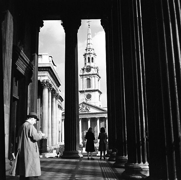 London Views Landmarks 1963 St. Martins in the field taken from the National