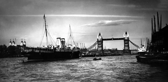 Framed Print : London Views Thames River October 1932 Pool of London with Tower Bridge in Framed Print : London Views Thames River October 1932 Pool of London with Tower Bridge in