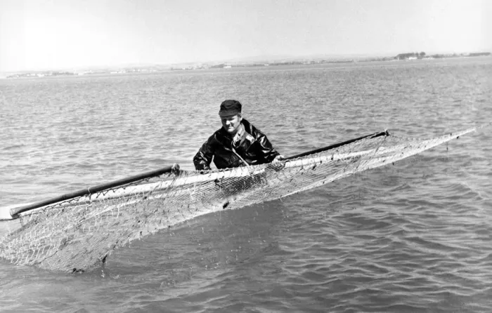 Framed Print : A lonely job - A Haaf-net'fisherman working on the English side of the Solway Framed Print : A lonely job - A Haaf-net'fisherman working on the English side of the Solway