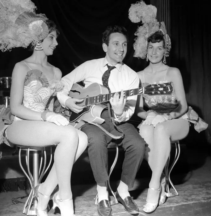 Framed Print : Lonnie Donegan June 1961 with the Tiller Girls dancing group in Blackpool Framed Print : Lonnie Donegan June 1961 with the Tiller Girls dancing group in Blackpool
