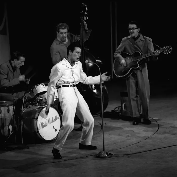 Framed Print : Lonnie Donegan performing at the Daily Mirror Festival. 4th December 1956 Framed Print : Lonnie Donegan performing at the Daily Mirror Festival. 4th December 1956