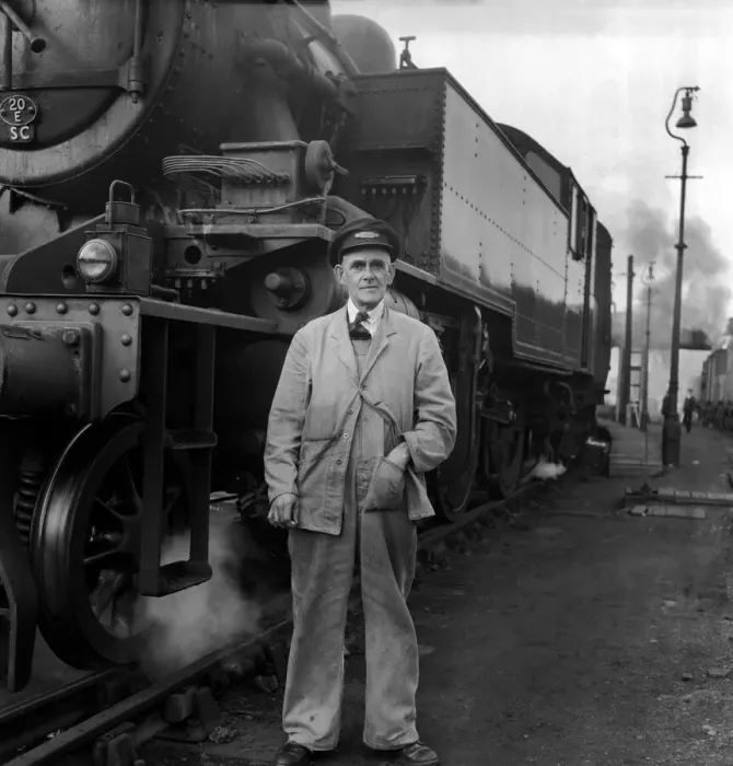 Framed Print : Looking the part, complete with white shirt and tie, driver Percy Narthin, of Bradford Framed Print : Looking the part, complete with white shirt and tie, driver Percy Narthin, of Bradford