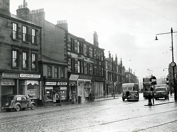 Looking south along Kilmarnock Road, Glasgow Shop Shop front Transport