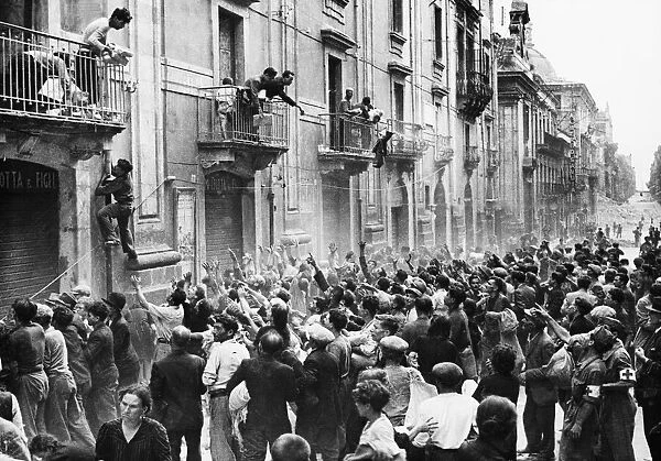 Looting in Catania during Second World War. 12th August 1943