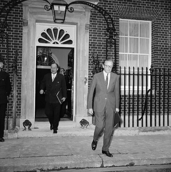 Former Lord of the Admiralty Lord Carrington leaves Number 10 Downing Street after being