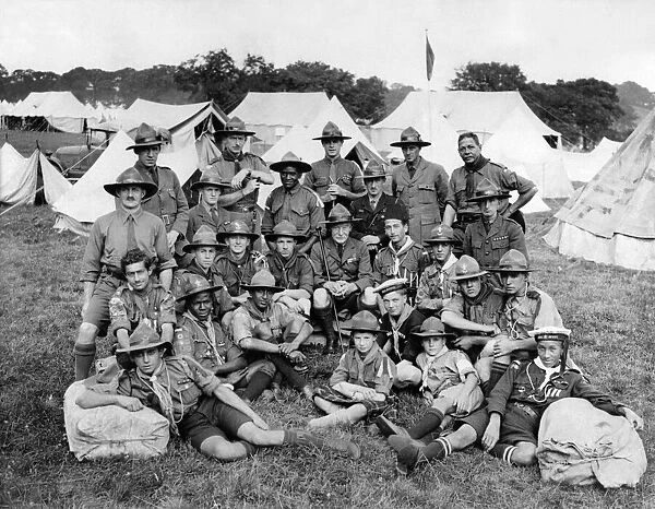 Lord Baden - Powell with scouts of various nationalities at Wembley Jamboree in 1924