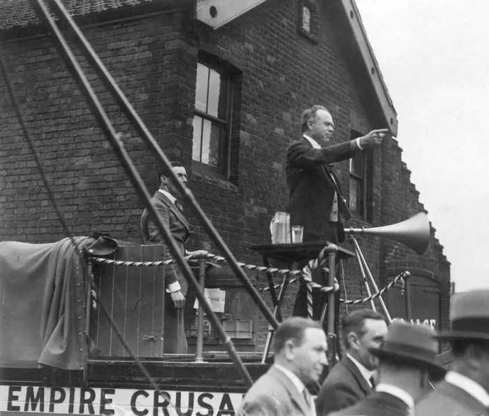 Framed Print : Lord Beaverbrook addresses a north Norfolk election meeting in February 1931 Framed Print : Lord Beaverbrook addresses a north Norfolk election meeting in February 1931