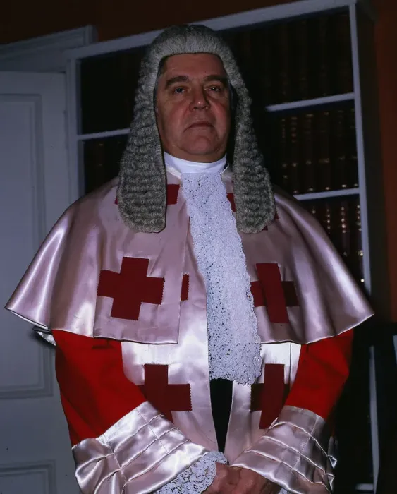 Framed Print : Lord Cameron wearing his robes january 1989 Framed Print : Lord Cameron wearing his robes january 1989