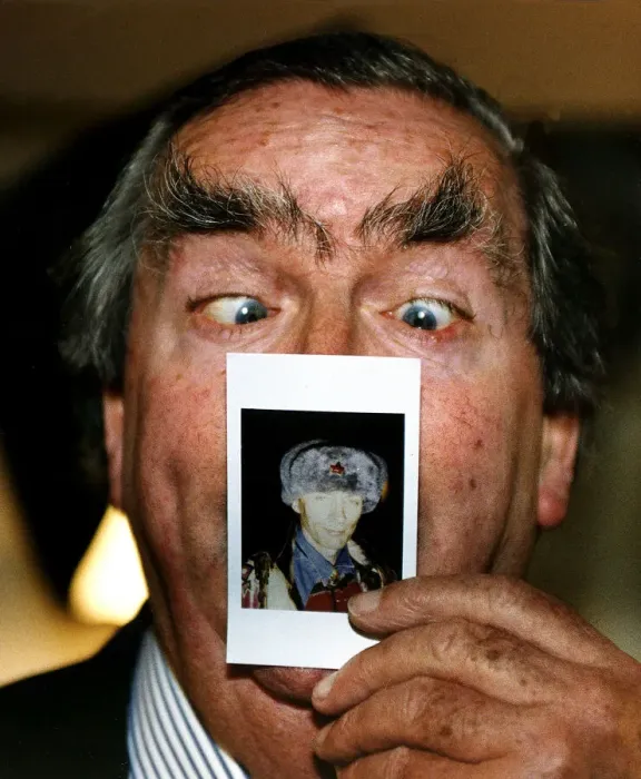 Framed Print : Lord Dennis Healey Posing And Fooling Around With Richard O