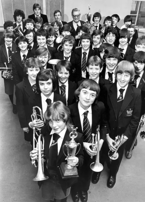 Framed Print : The Lord Lawson Comprehensive School band on February 17, 1982