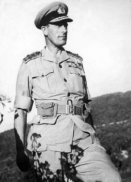 Lord Louis Mountbatten, Supreme Allied Commander of South East Asia Command during a tour