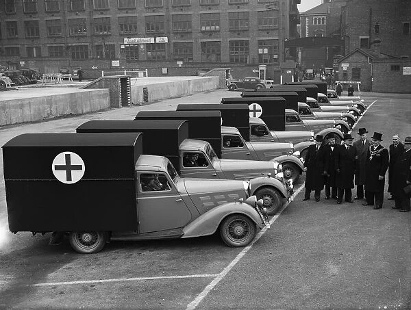 The Lord Mayor of Birmingham inspecting a fleet of new A. R. P