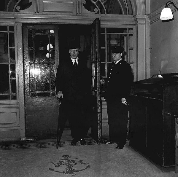 Lord Mountbatten leaving Admiralty House after being promoted from First Lord to Chief of