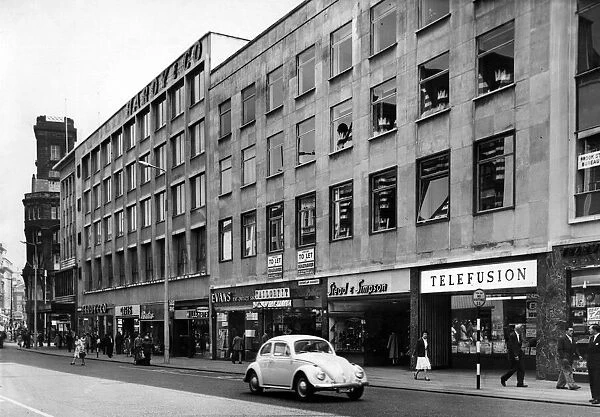 Lord Street, one of the main shopping streets in Liverpool, Merseyside, circa 1965