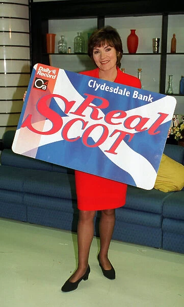 Lorraine Kelly TV Presenter with the Clydesdale Bank Real Scot Card wearing red suit