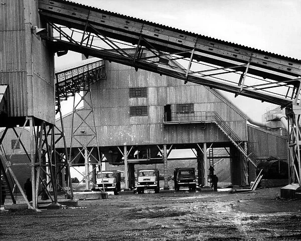 Lorries being unloaded at Margam Slag Works. 17th February 1961