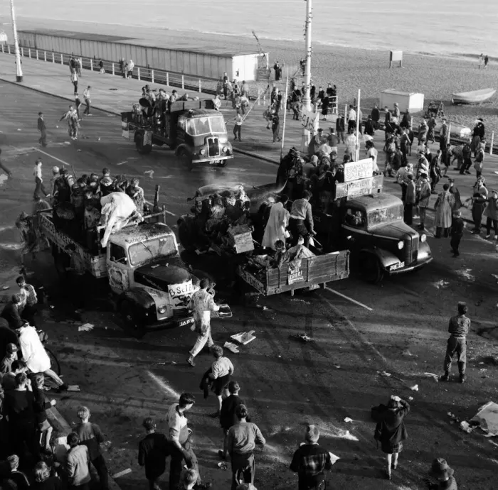 Framed Print : Lorry Battle. Students rag afternoon. A battle of flour and soot on Marine Parade Framed Print : Lorry Battle. Students rag afternoon. A battle of flour and soot on Marine Parade