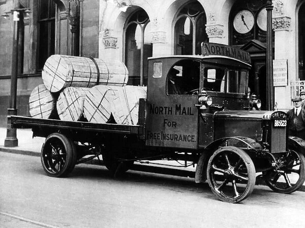 A lorry brings rolls of newsprint to the Evening Chronicle office in Westgate Road