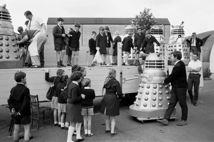 Framed Print : Lorry load of Daleks are prepared to be transported to the Cannes Film Festival via Dover Framed Print : Lorry load of Daleks are prepared to be transported to the Cannes Film Festival via Dover