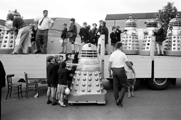 Framed Print : Lorry load of Daleks are prepared to be transported to the Cannes Film Festival via Dover Framed Print : Lorry load of Daleks are prepared to be transported to the Cannes Film Festival via Dover