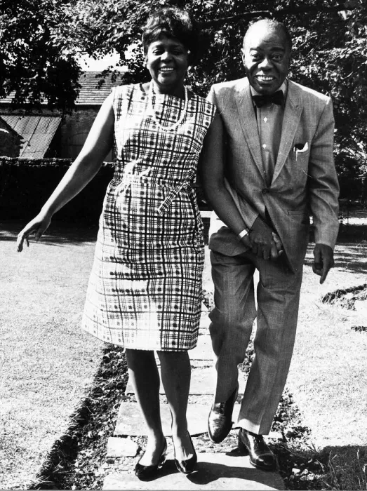 Framed Print : Louis Armstrong jazz trumpeter with his wife Lucille