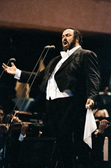 Framed Print : Luciano Pavarotti, the Italian operatic tenor, singing at an outdoor concert in Framed Print : Luciano Pavarotti, the Italian operatic tenor, singing at an outdoor concert in