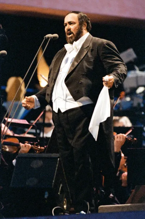 Framed Print : Luciano Pavarotti, the Italian operatic tenor, singing at an outdoor concert in Framed Print : Luciano Pavarotti, the Italian operatic tenor, singing at an outdoor concert in