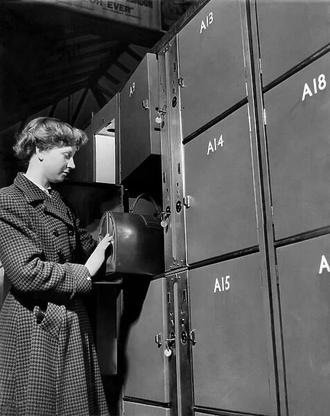 Luggage Deposit Boxes at Victoria Station Manchester April 1954 P007998