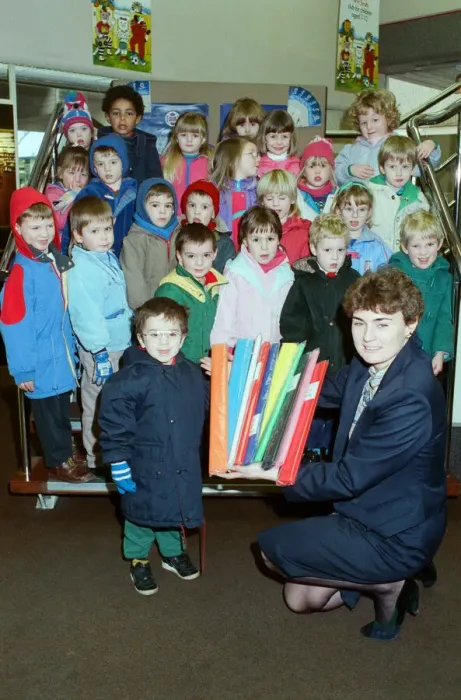 Framed Print : Luke Walker, from Marsden Nursery School, is seen with classmates who visited W H Smith Framed Print : Luke Walker, from Marsden Nursery School, is seen with classmates who visited W H Smith