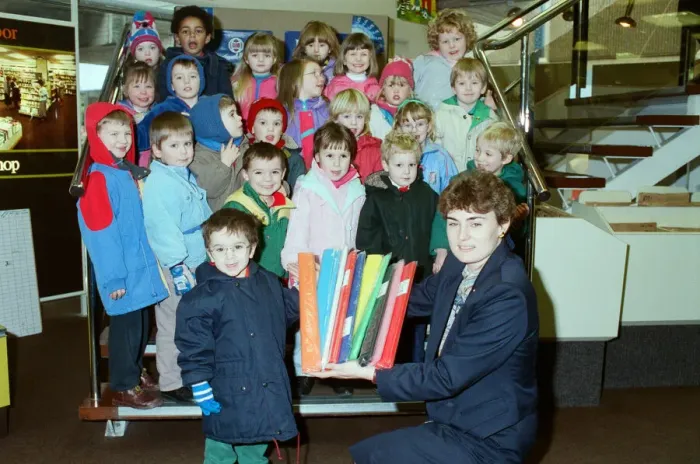 Framed Print : Luke Walker, from Marsden Nursery School, is seen with classmates who visited W H Smith Framed Print : Luke Walker, from Marsden Nursery School, is seen with classmates who visited W H Smith