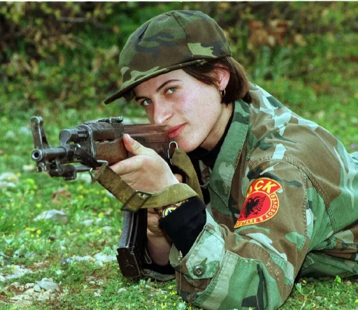 Framed Print : Luljeta Gashi of the Kosovo Liberation Army KLA April 1999 Framed Print : Luljeta Gashi of the Kosovo Liberation Army KLA April 1999