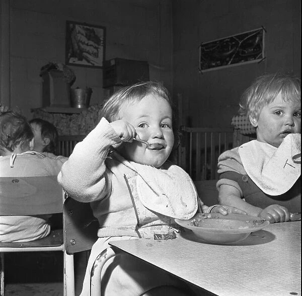 Lunch time at the L. C. C. Day nursery in Regency Street, Victoria