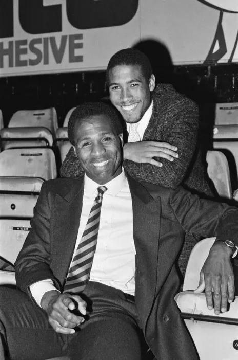 Framed Print : Luther Blissett, (left, in striped tie) and John Barnes (right