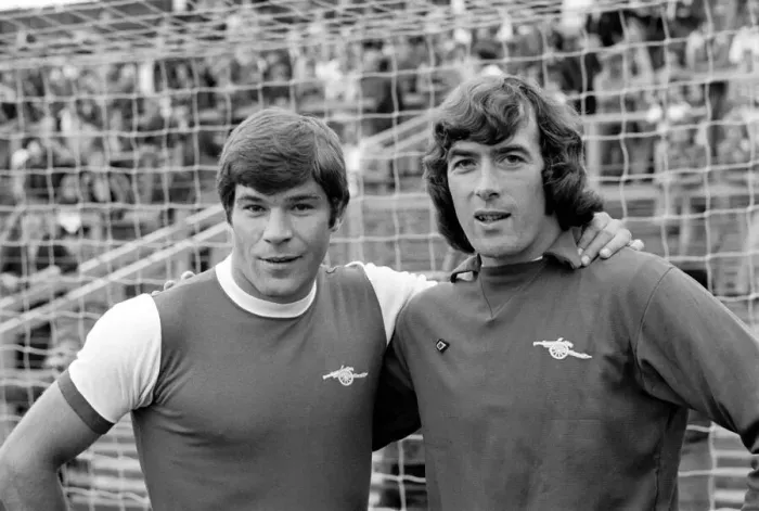 Framed Print : Luton Town. vs. Arsenal. Macdonald pictured with Jennings. August 1977 77-04352-004