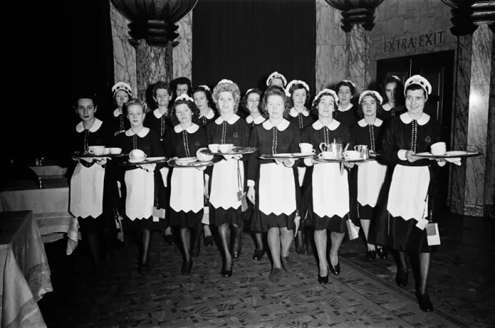 Framed Print : Lyons Waitress training held on Tottenham Court Road. 11th December 1945 Framed Print : Lyons Waitress training held on Tottenham Court Road. 11th December 1945
