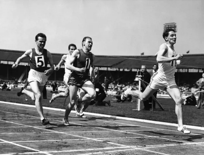 Framed Print : M. A. Rawson of Great Britain winning the 880 yds international, from K. H Framed Print : M. A. Rawson of Great Britain winning the 880 yds international, from K. H