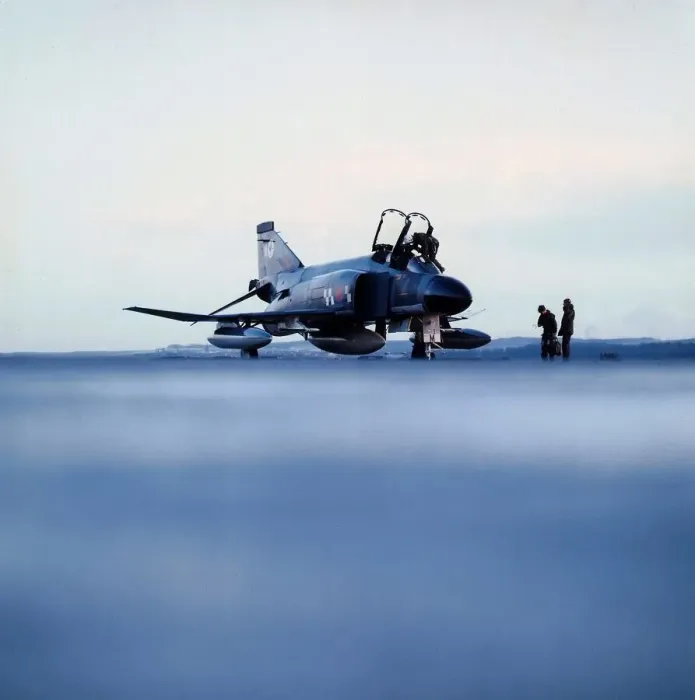 Framed Print : A MacDonald Douglas Phantom F4 aircraft of Number Six Squadron prepares for take off