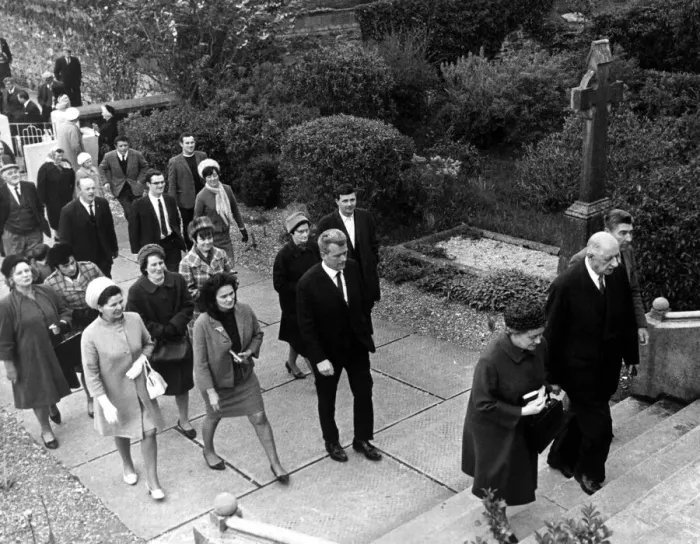 Framed Print : Madame and General Charles De Gaulle - arriving at Sneem Parish Church for Mass Framed Print : Madame and General Charles De Gaulle - arriving at Sneem Parish Church for Mass