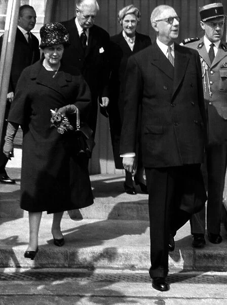 Madame and President Charles De Gaulle - April 1960 are seen off at London Airport