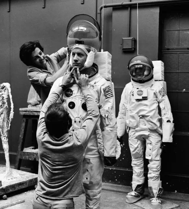 Framed Print : Madame Tussauds staff put the finishing touches to waxwork models of astronauts Neil Framed Print : Madame Tussauds staff put the finishing touches to waxwork models of astronauts Neil